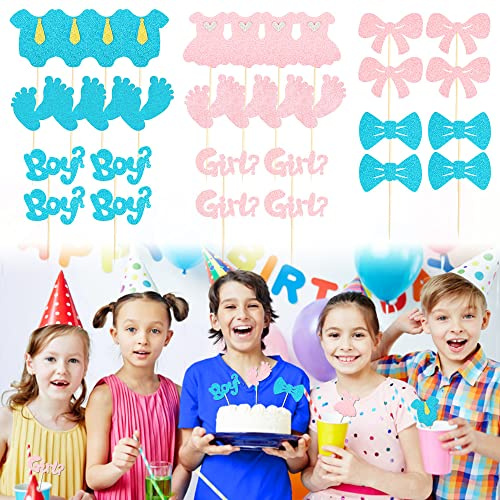 FIGFYOU 32 Stück Cupcake Toppers glitzer cupcake toppers baby Cupcake Topper blau Cupcake Picks für Baby Shower Party Dekorationen Party Kuchen Dekorationen Baby Shower Party Zubehör