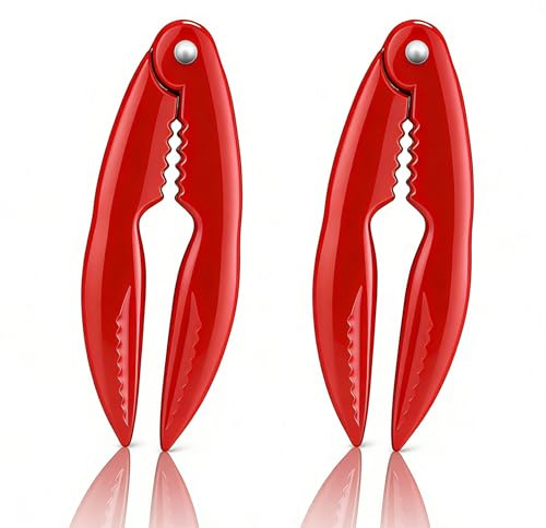 DHinkyoung 2 Pcs Seafood Claws Nut Crackers Heavy Duty Seafood Crackers Creative Crab Claw Shape Walnut Crackers for Walnuts Nuts Almonds Crabs Lobsters and Shells (Red)