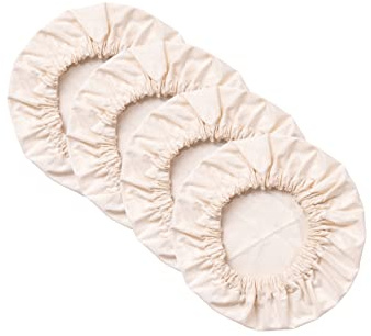4- Pack Organic Food Bowl Covers Reusable ~ Large 100% Cotton Stretchy Food preservation, Bread Proofing Lids | 100% Cotton Fits Bowls, Bannetons & Proofing Baskets; Breathable Dough Rising Food Cover