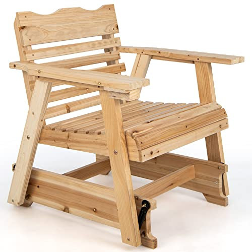 GIANTEX Schaukelstuhl Holz Outdoor, Gartenstuhl mit Getränkehalter, Relaxsessel Schaukelsessel Schwingsessel Garten, Relaxstuhl Schwingstuhl Holzstuhl Liegestuhl Adirondack Stuhl, bis 150 kg belastbar