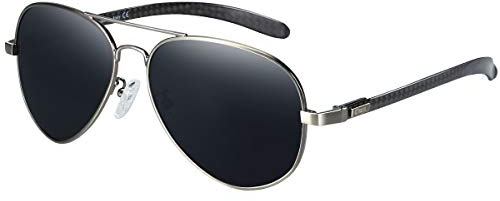 DUCO Sonnenbrille Für Herren Pilotenbrille Polarisiert Fliegerbrille Metallrahmen Sonnenbrillen Damen Unisex Piloten Sonnenbrillen UV400 Pilot Flieger 3025S (Grau)