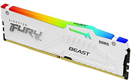 Kingston FURY Beast White RGB 128GB (4x32GB) 5200MT/s DDR5 CL40 DIMM Desktop Gaming Memory Kit of 4 Intel XMP - KF552C40BWAK4-128