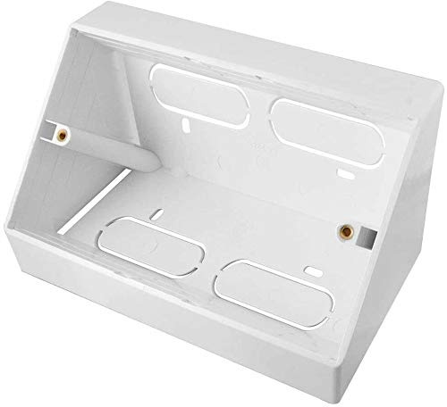 electrosmart Pack of 4 White Double 2 Gang Pattress Electrical Back Box 45 Degree Angled Surface Mount for Work Bench etc
