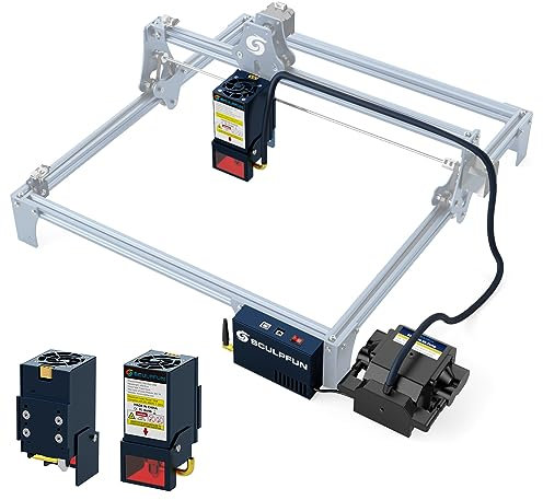 Offizielle SCULPFUN S9/S6/S30/S30 Pro/S30 PRO MAX Laser Graviermaschine Upgrade auf S30 Ultra 33W Lasergravierer, mit 33W Lasermodul, 32-Bit Motherboard, Hochgeschwindigkeits Air Assist,XY-Endschalter