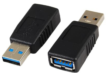 PremiumCord Adattatore USB A maschio a USB A femmina M/F Super-Speed 5Gbit/s, connettore USB tipo A, protezione maschio, colore nero