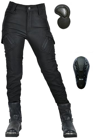 HOMDECR Damen Slim Fit Motorrad Jeans Mit Protektoren Knie Und Hüftprotektoren Stretch Slim Fit Denim Motorradhose Cargo Motorradjeans Schutzhose Biker Pants (XS)