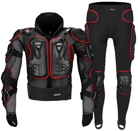 Armadura de motocicleta Protección de motocross Chaqueta deportiva de motocicleta profesional for adultos Traje de columna vertebral Conjunto de armadura corporal de motociclista + Pantalones de motoc