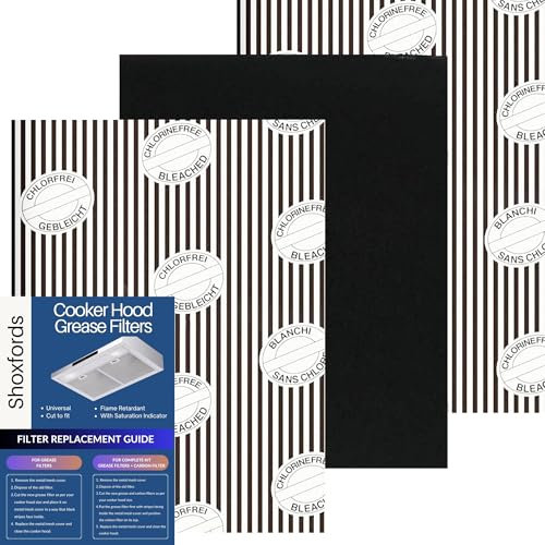 Shoxfords Cooker Hood Filter Kit 3Pack - 2 Grease Filters and 1 Carbon Filter for Universal Cooker Hoods - Cut to Size