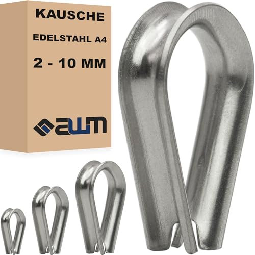 Edelstahl Kauschen Seilkauschen Kausche Drahtseilkauschen V4A AISI 316 Drahtseil Edelstahlseil Zubehör (3mm - 50x)