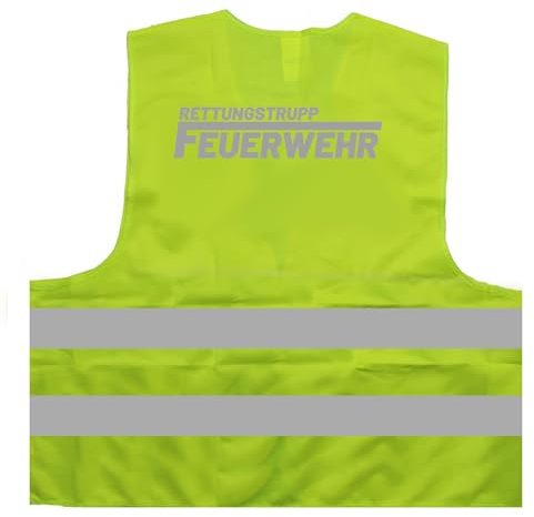 Feuerwehr Rettungstrupp Warnweste BZW. Signalweste mit reflektierendem Aufdruck - Größe S/M, gelb