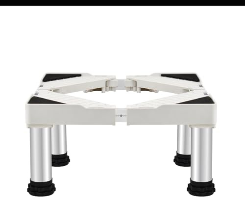 Waschmaschine Sockel, Verstellbare Waschmaschinen Untergestell Länge 50-75cm Breite 42-65cm Höhe 29-32cm Sockel Bärenlast 200kg, Waschmaschine Sockel 4 Fuß für Trockner Waschmaschine Kühlschrank WeiB