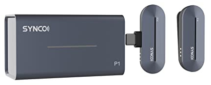 HUIOP Sistema de micrófono inalámbrico P1ST 2.4G Sistema de micrófono inalámbrico con transmisor de Clip + Mini Receptor Tipo C + Estuche de Carga inalámbrica Alcance de transmisión de 150 m Batería