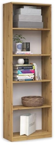 Ibonto Bücherregal Vielseitiges, stilvolles Bücherschrank –Perfekt für Wohnzimmer & Büro (HANDWERKLICHE Eiche)