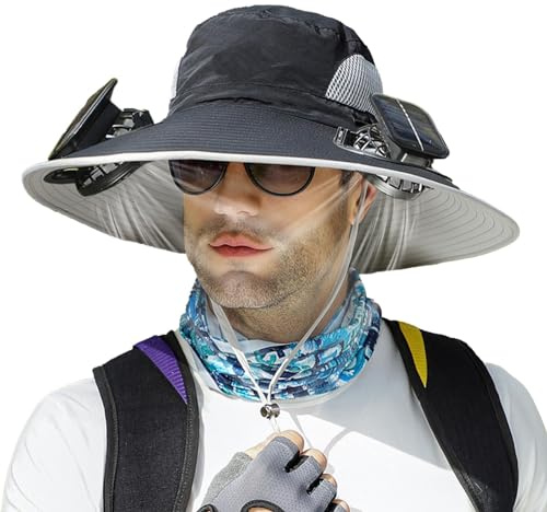 Sonnenhut Mit Ventilator - Fischerhut Mit Breiter Krempe | Wide Brim Solar Fan Outdoor Fishing Hat-solar & Usb Charging | Outdoor Solar Sonnenenergie Hut Kappe | UV-Sonnenschutz, Für Männer Und Frauen