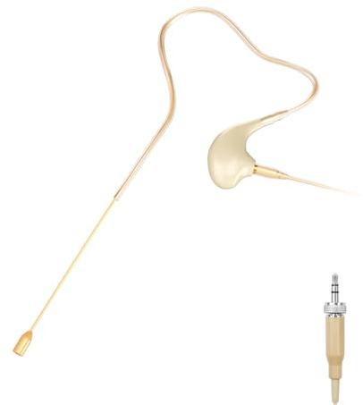 KIMAFUN Micrófono de Diadema Headworn de un Solo sobre Orejera Colgante de Condensador Compatible con el Transmisor de Bolsillo del Sistema Inalámbrico Senn_heiser, Beige, HC-830 C2