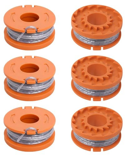 JAMSSOW 6 Pcs Strimmer Spool Compatible with Mac Allister MGTP18Li / Qualcast/Worx/Spear & Jackson Lawnmower, 1.65mm 10ft Autofeed WX150 Replacement Spool and Line(6 Spool)