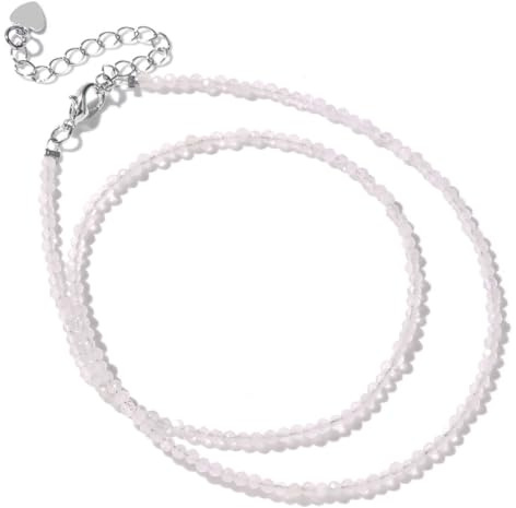 LOCCY Echte Naturstein Halskette für Damen, 2mm Perlenkette Boho Kristall Halskette mit Verschluss für Fraun Mädchen für Muttertag Geburtstag Weihnachten Geschenke, 41+5cm Länge