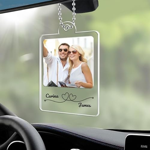 Personalisierter Autospiegel Anhänger mit Foto - Car Decoration Rückspiegel für Personalisierbare Auto Geschenke