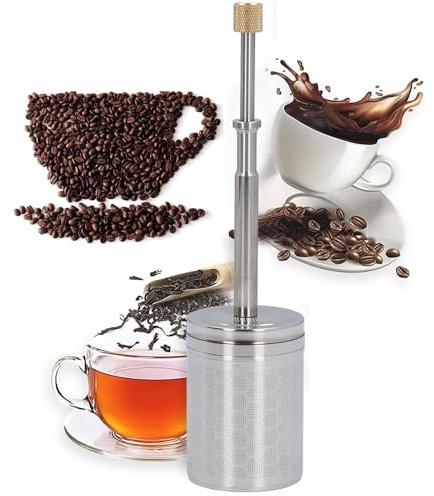 Infusor de café Tipo Prensa, Colador de Resorte de Acero Inoxidable, Filtro de émbolo de Preparación de café Reutilizable, con Resorte Incorporado, para el Hogar y los Viajes