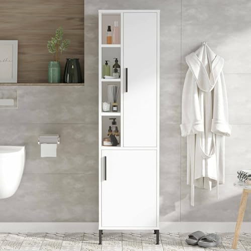 Dmora Mehrzweckschrank Serpens 45x173,6 cm Weiß Kleiderstange