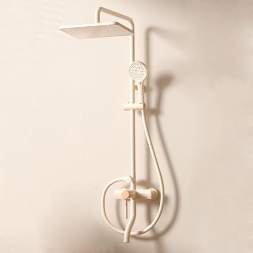 BiaoTeng Colonne de Douche avec Mitigeur pour Baignoire Hauteur Réglable Ensemble de Douche Mural Tuyau de Douche 150 cm Ensemble de Douche Blanc