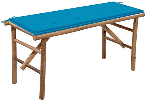 Iiaky Klappbare Gartenbank mit Auflage Gartenbank Sitzbank Klappbar Bank Garten Parkbank 118 cm Bambus - 3063853