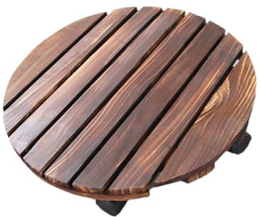 KESOTO Pflanzenroller aus Holz mit Rädern 40cm Rund Pflanzenständer Holz mit Rädern Rollbrett Pflanzen Outdoor Indoor für Garten Blumentopf Blumenständer, Mehrfarbig, 25 cm