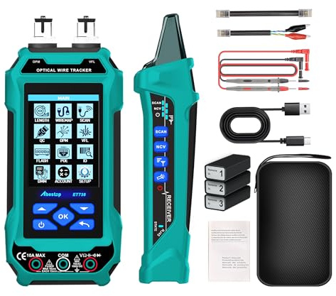 ET738 Abestop 2 in 1 Network Cable Tester with Digital Multimeter | Design of 6dBm to 70dBm Optical Power Meter with 3.2 LCD