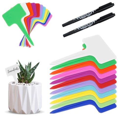 150 Pezzi Etichette per Piante, Piante Etichetta di Plastica, Targhette per Piante Impermeabile, Etichette da Giardino, Viene Fornito, per Ortaggi, Fiori (50 Bianco + 100 Colore)