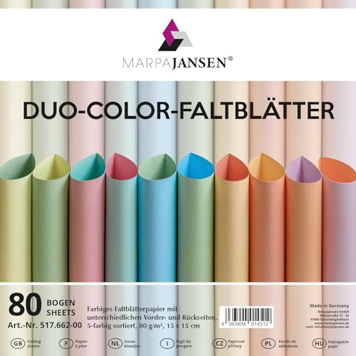 MarpaJansen Faltblätter Duo-Color Pastell 15x15 cm Papier einfarbig