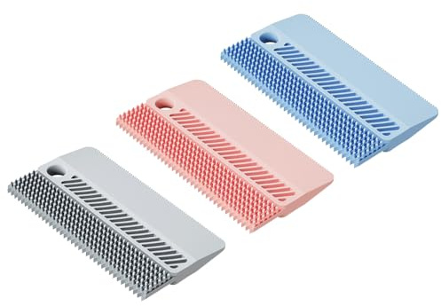 Tierhaarentferner für Teppich & Kleidung - 3 Pack Wiederverwendbare Katzen-/Hundehaarentfernerbürste mit ergonomischem Griff, Stofffusselwerkzeug für Sofa, Möbel & Wäsche - Dunkel&Hellblau Set