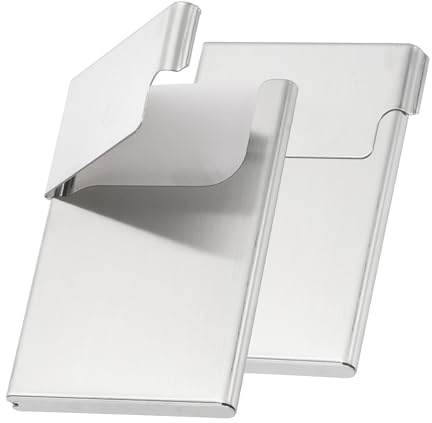 PATIKIL Metallischer Visitenkartenhalter, 2 Stücke Professioneller Visitenkartenhalter Visitenkartenetui Für Männer & Frauen Büro Kredit ID Organisation, Silber