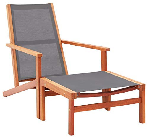XINCXIN Gartenstuhl, Gartensessel Chair Terrassenstühle Korbsessel Geeignet für Garden Balcony Outdoor Terrace mit Fußablage Grau Eukalyptus Massivholz Textilene