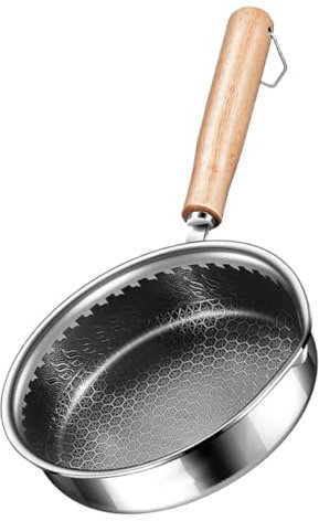 CIYODO Poêle à Frire Nid Abeille Antiadhésive Poêle De Cuisine Acier Inoxydable Avec Manche Pour Saisir Des Steaks Et Cuire Des Œufs