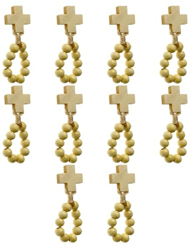 Eleganter 8 mm Holz-Finger-Rosenkranz mit Kreuzen für Gebet und Achtsamkeit, natürliche Farbe, 8 mm Holz-Rosenkranz