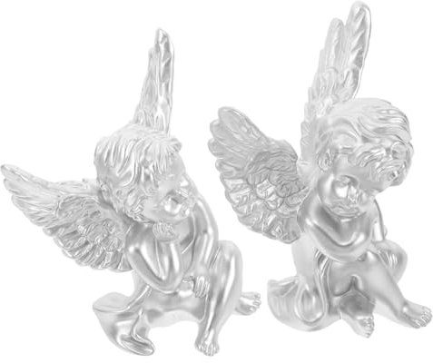 JUMPLAWN 2stücke Kunstharz Dekofigur Für Zuhause Und Garten Asiatische Cherub-Dekoration Kleine Statue Als Trauergeschenk Oder Inneneinrichtung