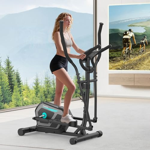 Ellittiche, Macchina Ellittica Magnetica con 16 livelli di Resistenza,App Bluetooth,display LCD, Portaborraccia, Pedali antiscivolo, Capacità di peso fino a 130KG,Cyclette Ellittica da Casa