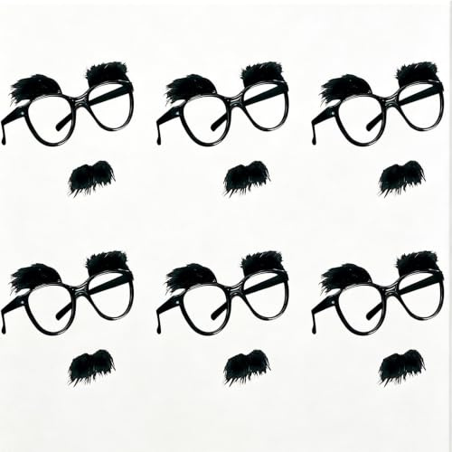 6 Stk Große Nase Lustige Brille Disguise Gläser Große Künstliche Nase Augenbrauen Schnurrbart Halloween Partybrille Party Performance für Karneval Halloween Weihnachten Partei für Erwachsene Kinder