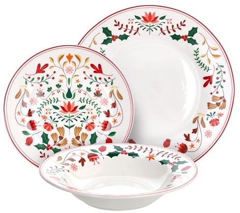 Tognana Winter Folk, Juego de vajilla 18 piezas para 6 personas, Porcelana, Multicolor