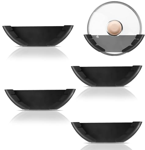 Topfdeckelhalter Wand Set, 4 Stück Topf Abdeckung Halterung, Selbstklebend Deckelhalter für 15-34 cm Große Topfdeckel, Topfdeckelhalter, Topfdeckel Organizer für Heimische Schranktüren (Schwarz)