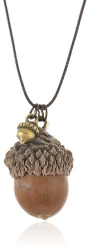 Collares de otoño para mujer, collar de bellota, joyería de Acción de Gracias para mujer, collares de madera marrón con cubierta giratoria, traje de Acción de Gracias, joyería de moda