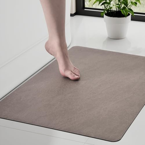 KAZOLEN rutschfeste Badematte Super Absorbierende Badezimmerteppich: dünn 60 x 90 cm Waschbar schnelltrocknende Badvorleger Duschvorleger für Dusche, Badewannen und Badezimmer, Toilette, braun