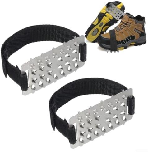 Shoe Spikes for Hiking Shoes with NonSlip Alloy Steel Spikes, Ice and Snow Grips for Winter Outdoor Use, Traction Aids for Smooth Ice Surfaces (1 pair)