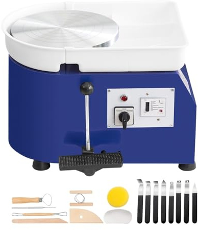 WAFOHSR Macchina for La Formatura della Ceramica con Tornio da 11 Pollici, velocità Regolabile 60 A 300 Giri/min, Controllo Tramite Pedale, Vasca Staccabile in ABS Controllo Preciso(450W 8kg Blue)