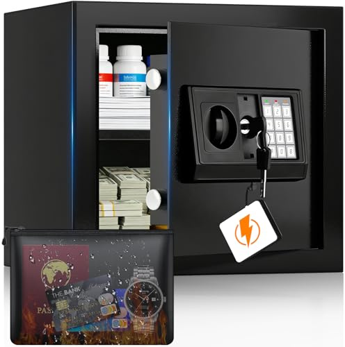 40L Digitaler Safe Tresor für Zuhause mit Zahlenschloss&Feuerfester Tasche | Alarm- & Silent-Modus, Abnehmbares Regal, USB-C-Anschluss, Möbeltresor für Zuhause Büro Geld Schmuck Medikamente A4 Dokumente