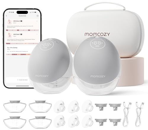 Momcozy M9 Tiralatte Elettrico Indossabile Mani Libere 24mm 2 Pezzi Grigio