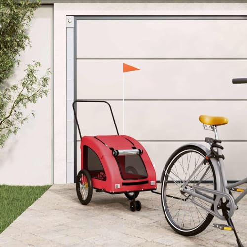 Nqyjm Rimorchio per bicicletta per cani, in tessuto di bue e ferro, pieghevole, per cani e gatti, fino a 15 kg, per campeggio, giardino, esterni, 68 x 137 x 72 cm