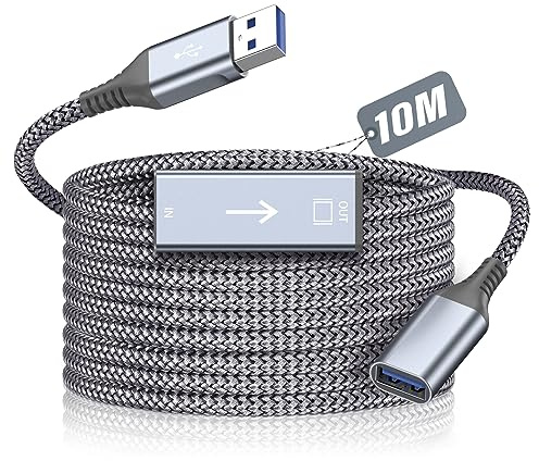 USB 3.0 Verlängerungskabel 10M,AviBrex Verlängerung Kabel USB-A Stecker auf A Buchse Nylon Gewebt USB Kabel Verlängerung 5Gbps Superschnelle für Kartenlesegerät,Tastatur, Drucker,Scanner, Kamera, Hubs