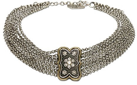 Trachtenkette Tradition - Damen Dirndlkette, Trachten-Collier, nostalgische Kropfkette für die Trachtenbluse und Lederhose, Dirndl-Schmuck fürs Oktoberfest , Trachtenschmuck (antik-gold-farben)
