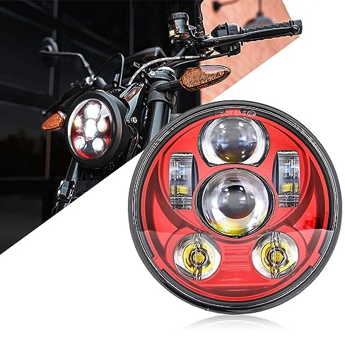 SKUNTUGUANG Roter 5,75 Zoll runder LED-Scheinwerfer für Motorrad XL 1200C (rot)